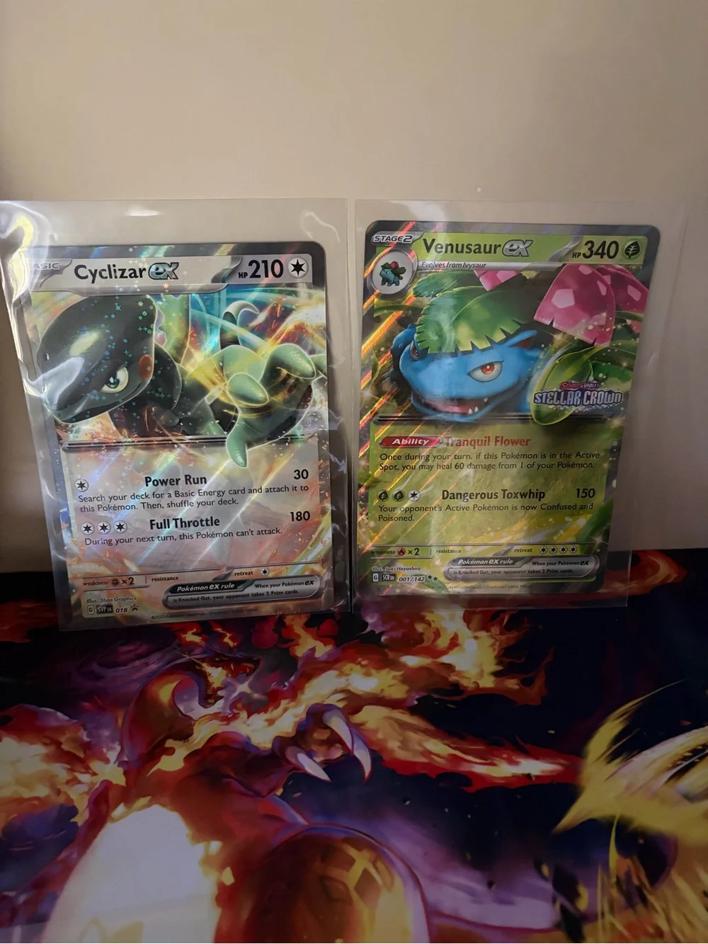 *JUMBO* Pokémon Venusaur EX & Cyclizar EX Holo Card Duo - Green / Silver
